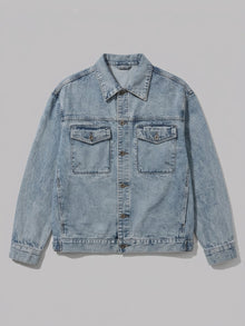 Montemerano Men's Acid Wash Denim Trucker Jacket