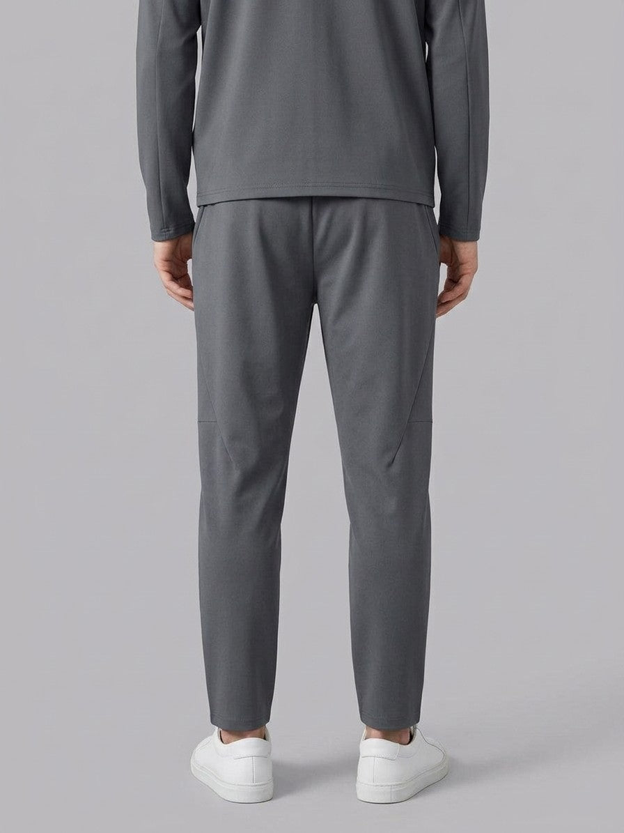 Montepulciano Men's Hooded Zip Jacket and Tapered Pant Set — darkgray — bottomback