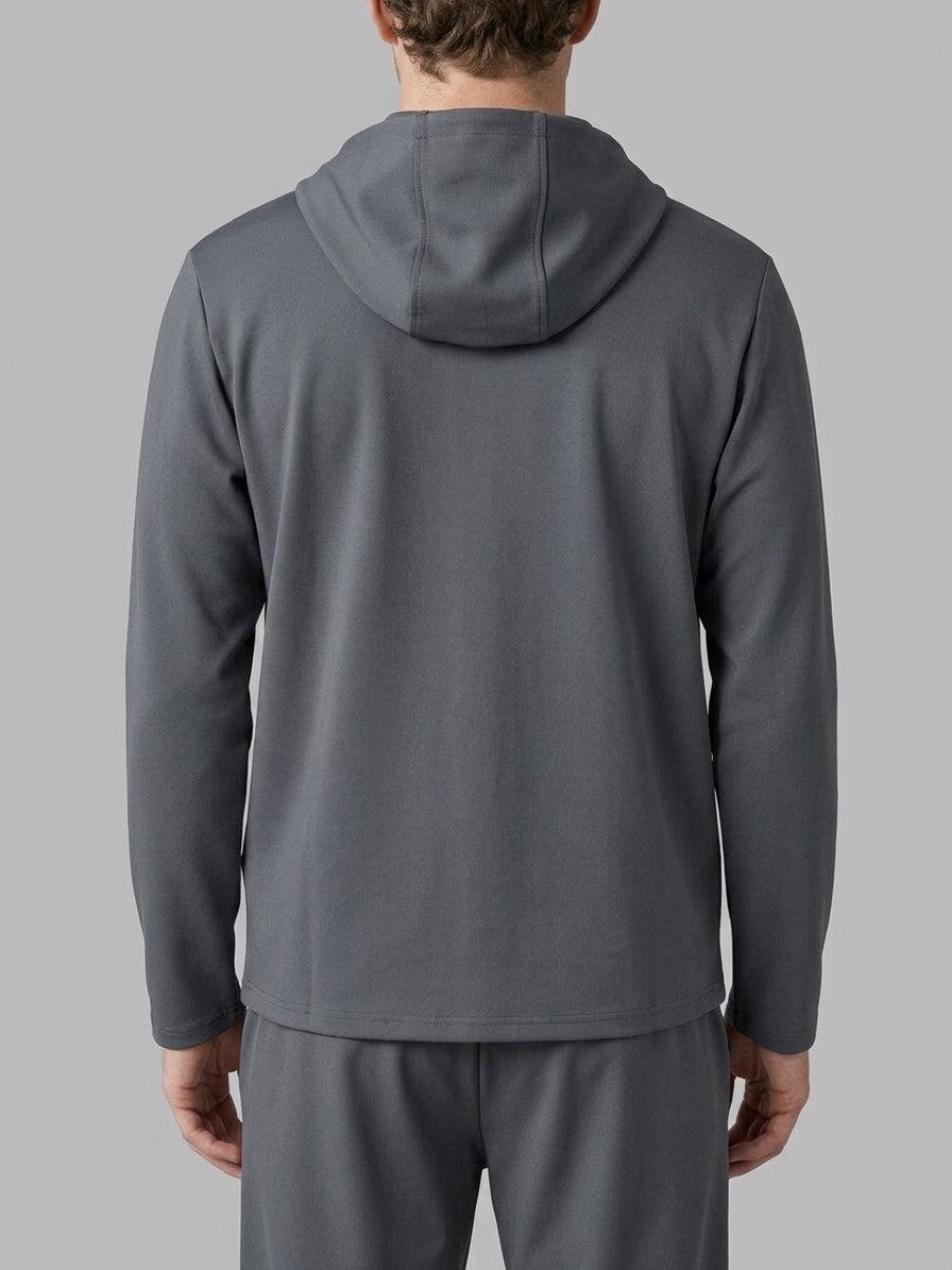 Montepulciano Men's Hooded Zip Jacket and Tapered Pant Set — darkgray — closeback