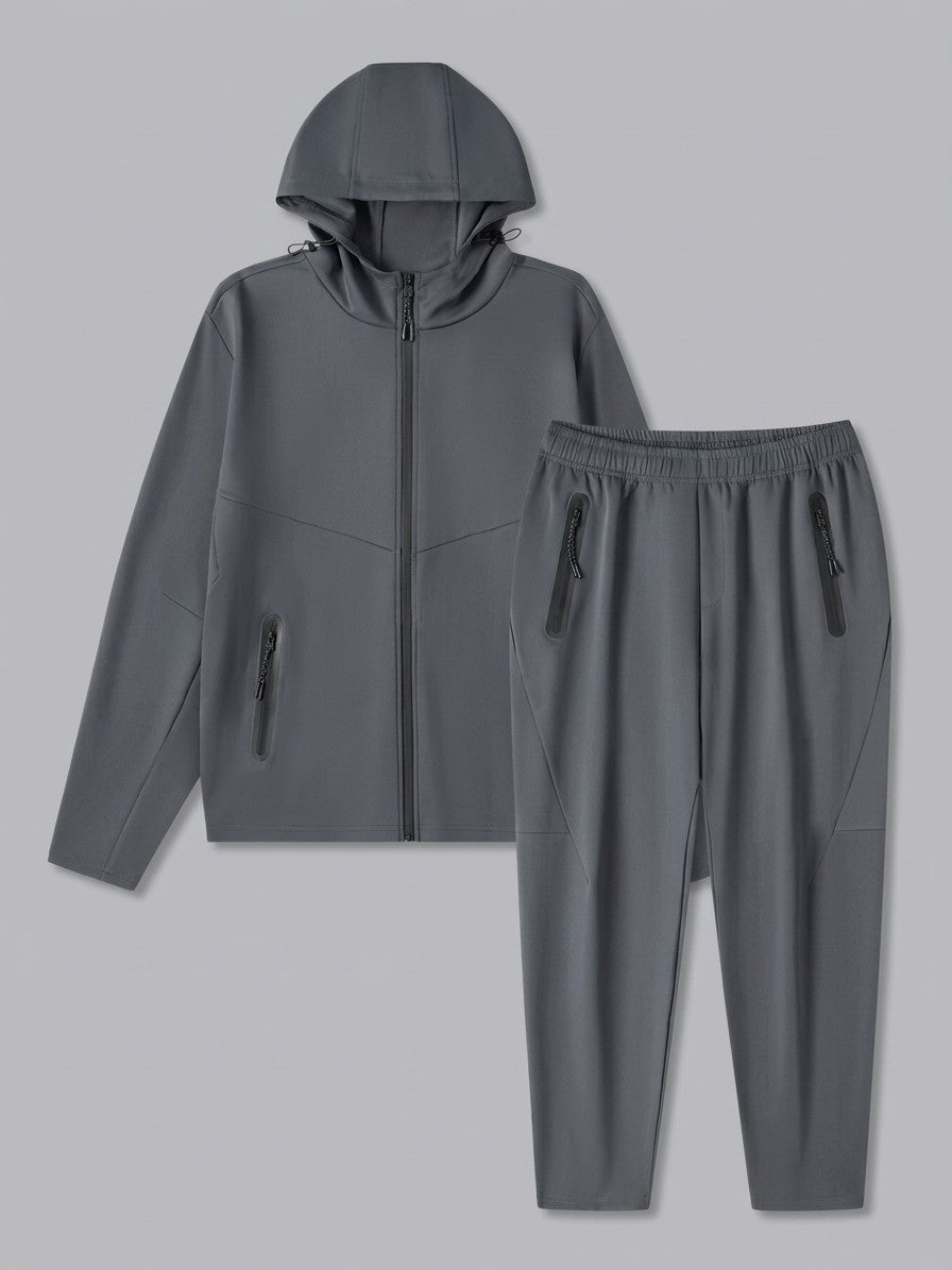 Montepulciano Men's Hooded Zip Jacket and Tapered Pant Set — darkgray — packshot