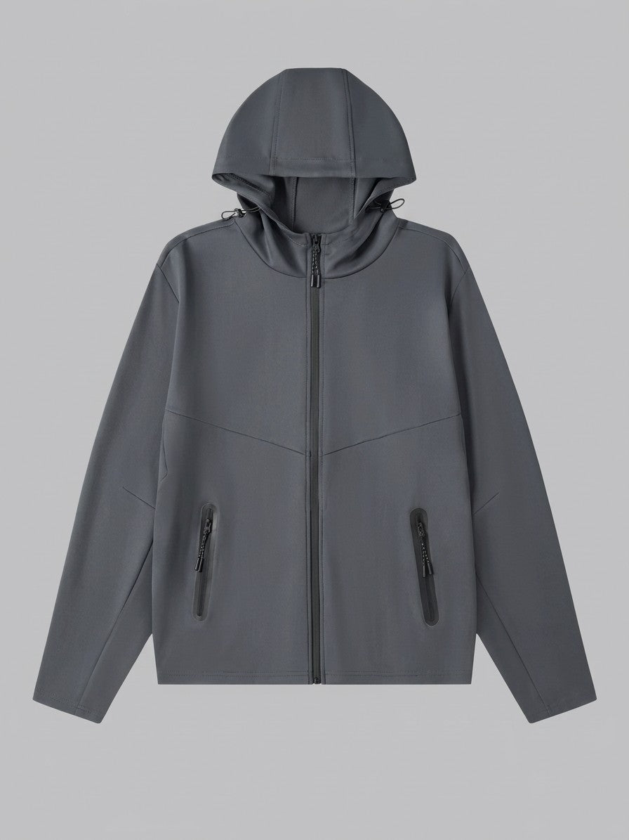 Montepulciano Men's Hooded Zip Jacket and Tapered Pant Set — darkgraytop — packshot