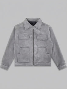 Monteriggioni Men's Scoop-Pocket Faux Suede Utility Jacket