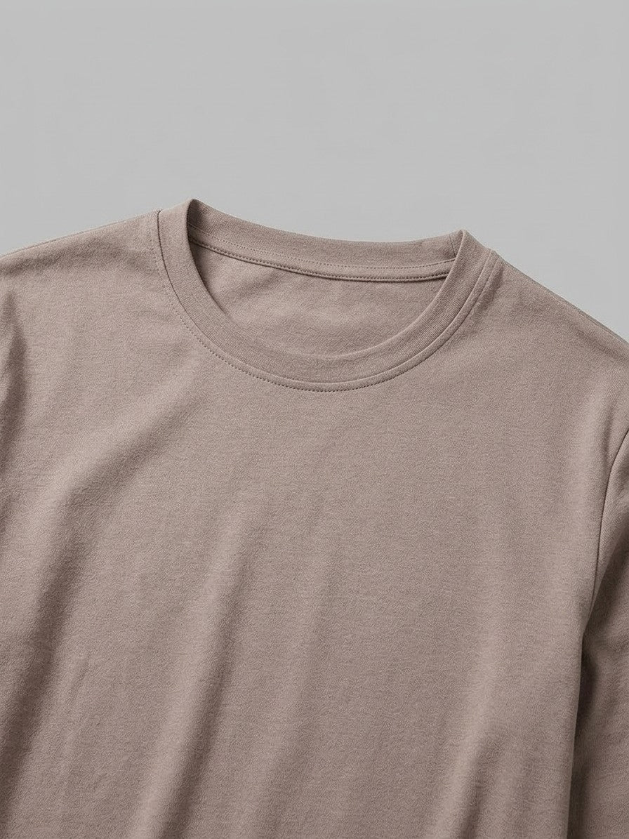 Monterosso Men's Slim-Fit Crew Top and Cuffed Jogger Set — mocha — detail-collar