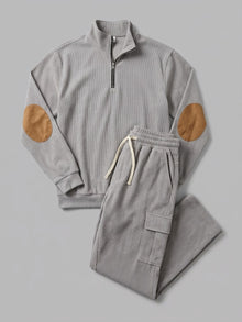 Montichiari Men's Elbow-Patch Quarter-Zip and Cargo Pant Set