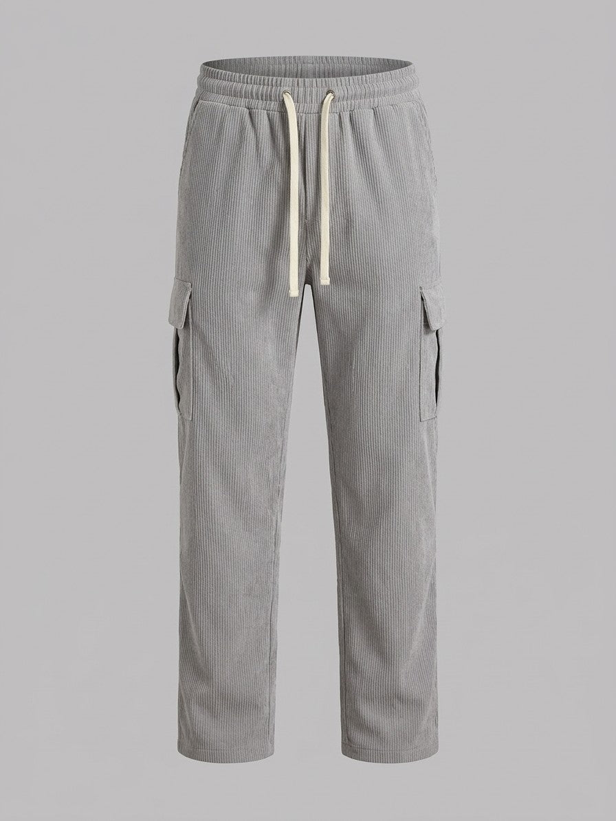 Montichiari Men's Elbow-Patch Quarter-Zip and Cargo Pant Set — graybottom — packshot