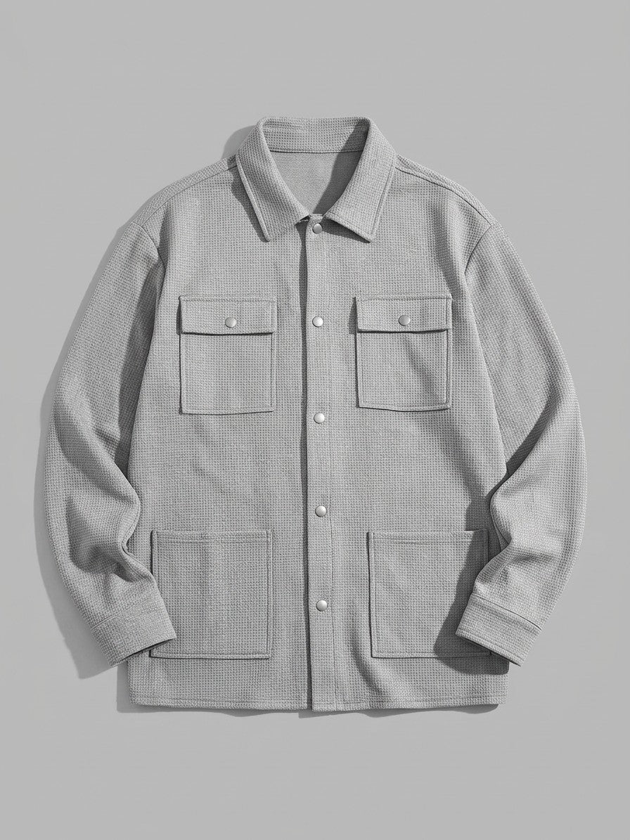 Morbegno Men's Waffle Four-Pocket Shirt Jacket — lightgrey — packshot