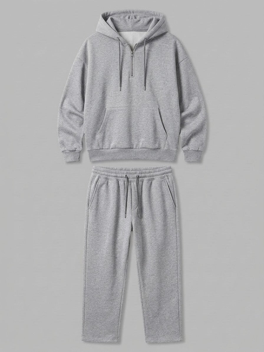 Mortara Men's Half-Zip Hoodie Tracksuit Set — heathergrey — packshot