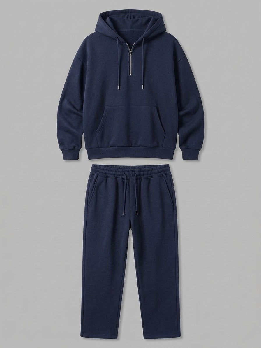 Mortara Men's Half-Zip Hoodie Tracksuit Set — navy — packshot