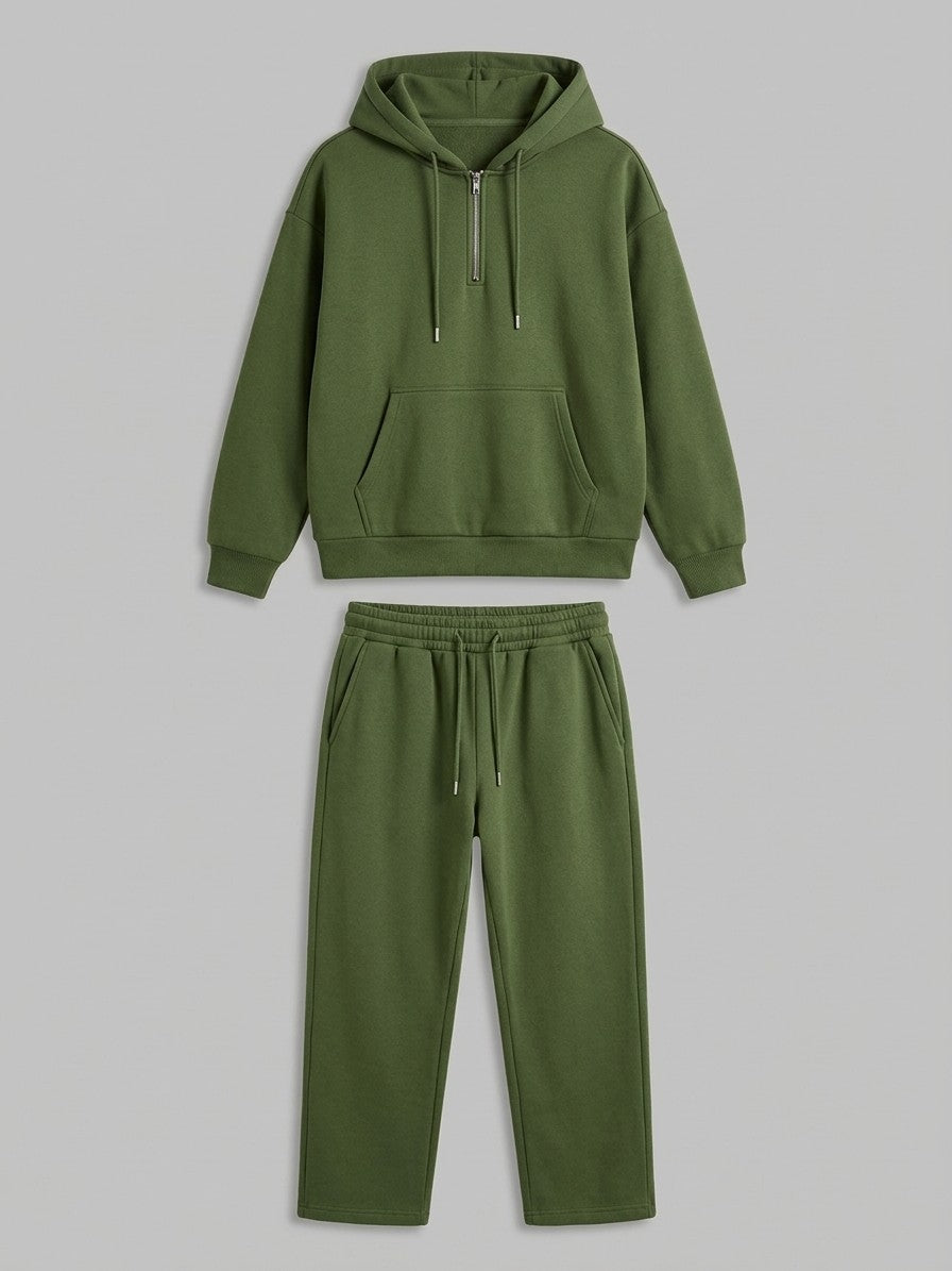 Mortara Men's Half-Zip Hoodie Tracksuit Set — olivegreen — packshot
