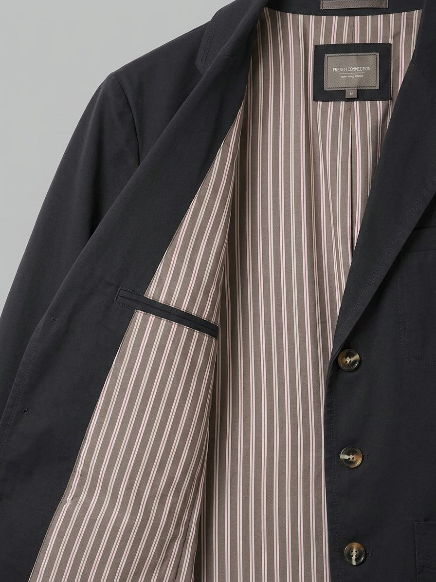 Napoli Men's Cotton Lapel Blazer — black — detail-alt