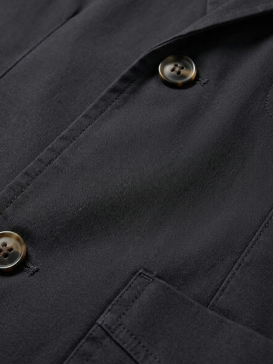 Napoli Men's Cotton Lapel Blazer — black — detail