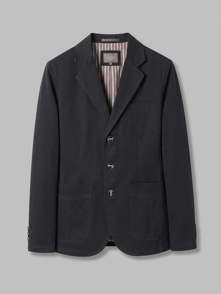 Napoli Men's Cotton Lapel Blazer — black — packshot