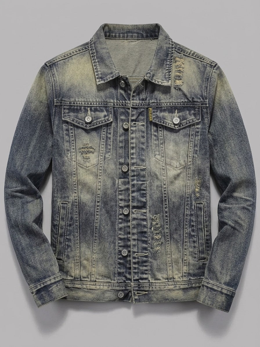 Narni Men's Distressed Vintage Trucker Jacket — vintagewash — packshot