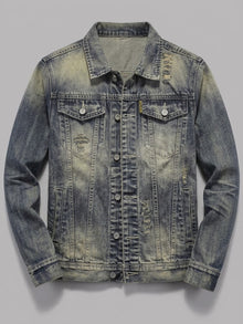 Narni Men's Distressed Vintage Trucker Jacket