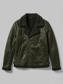 Neive Men's Faux Suede Shearling Aviator Jacket