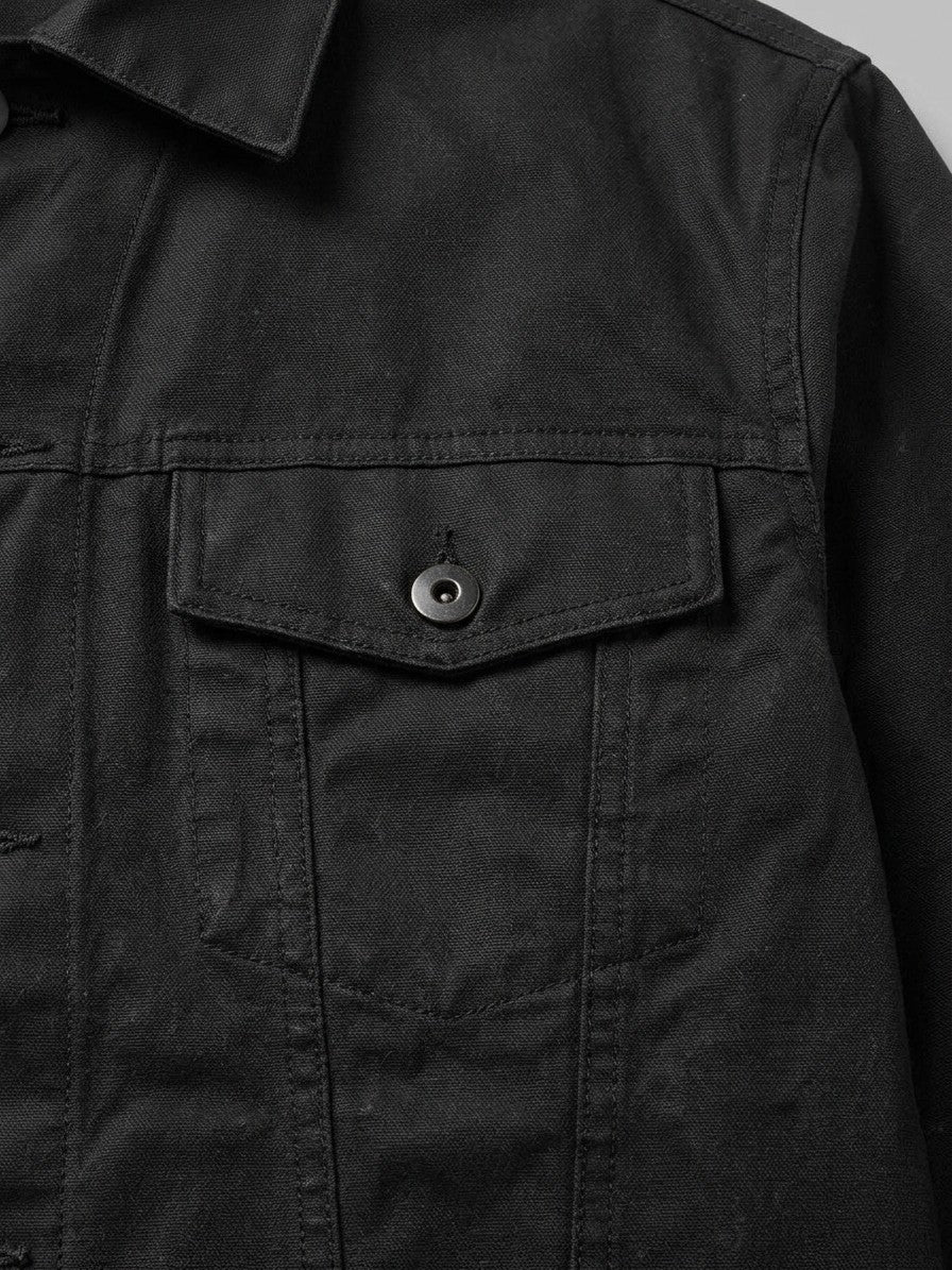Nesso Men's Western Canvas Trucker Jacket — black — detail-2