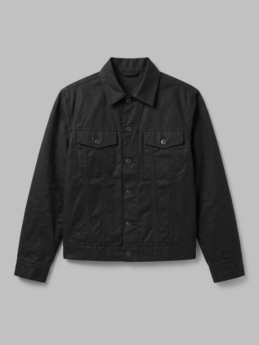 Nesso Men's Western Canvas Trucker Jacket — black — packshot
