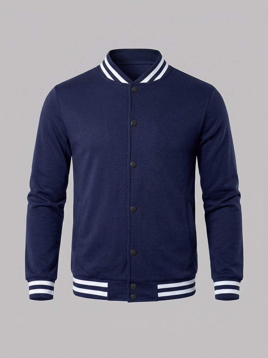 Nettuno Men's Snap-Front Baseball Jacket and Side-Stripe Jogger Set — navybluetop — packshot