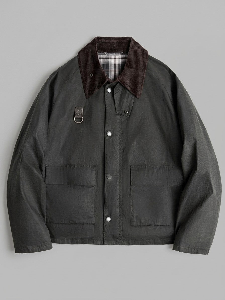 Noale Men's Corduroy-Collar Waxed Jacket — darkgrey — packshot