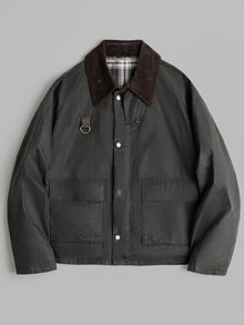 Noale Men's Corduroy-Collar Waxed Jacket