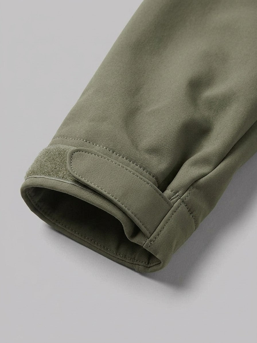 Nocera Men's Fleece-Lined Softshell Windbreaker — olive — detail-collar