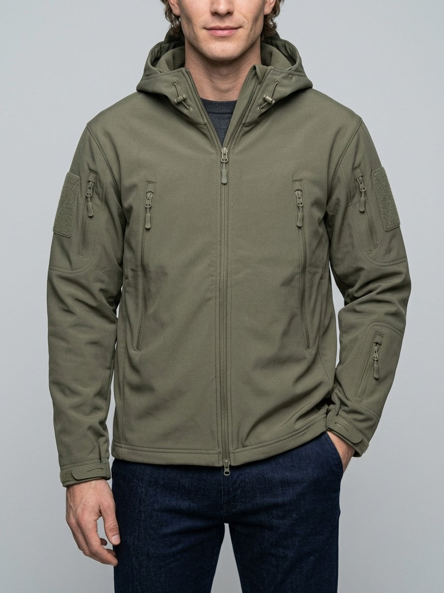 Nocera Men's Fleece-Lined Softshell Windbreaker — olive — front