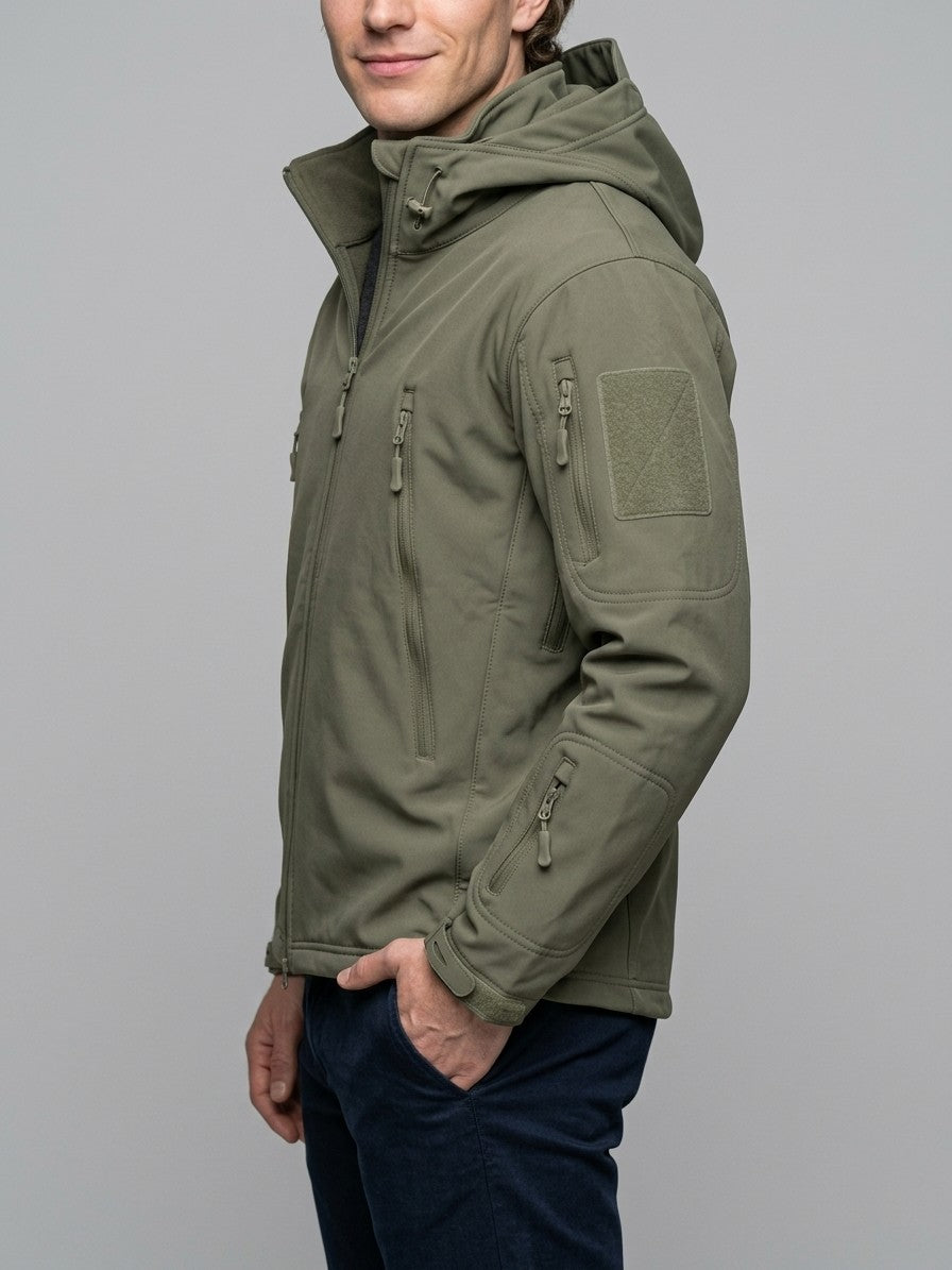 Nocera Men's Fleece-Lined Softshell Windbreaker — olive — side