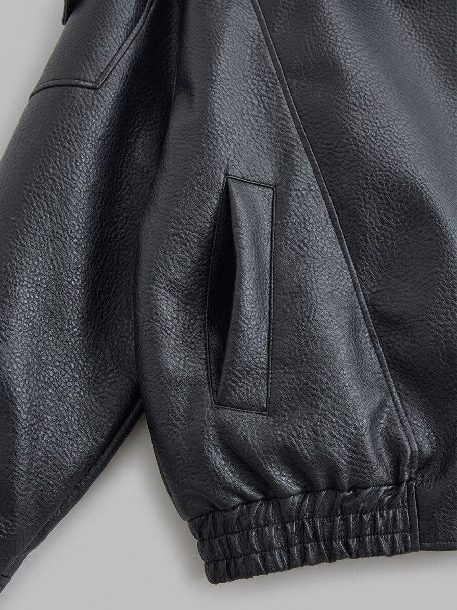 Noli Women's Funnel Neck Moto Jacket — black — detail-2