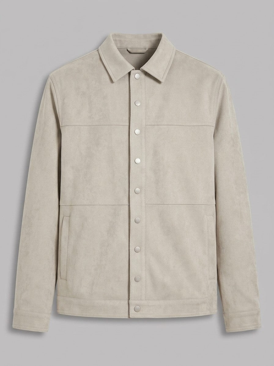Noto Men's Suede-Look Overshirt — apricot — packshot