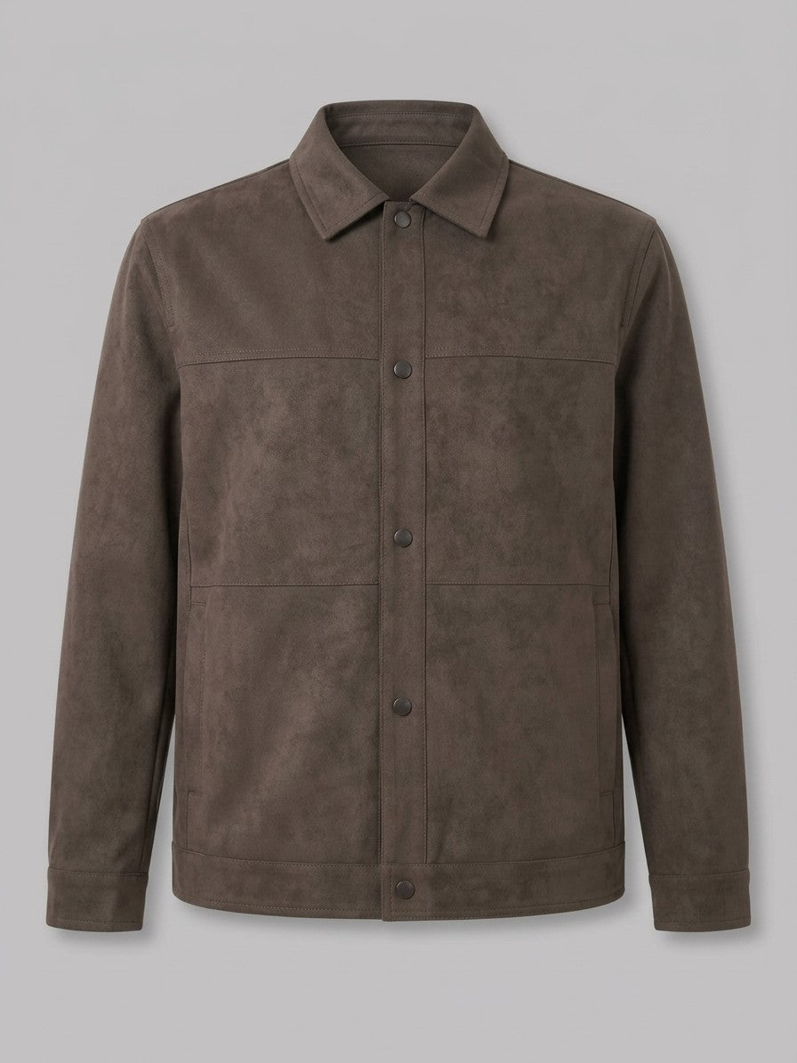 Noto Men's Suede-Look Overshirt — coffeecolor — packshot