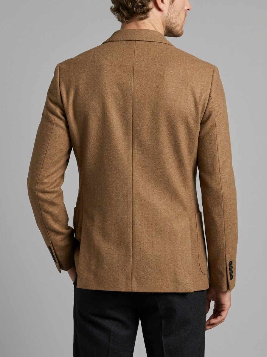 Novara Men's Lapel Collar Blazer — khaki — back