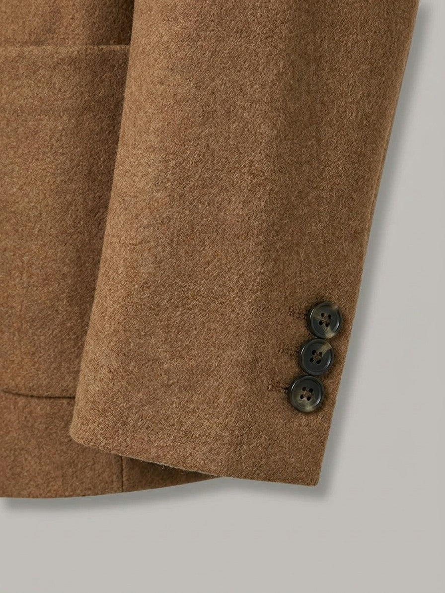 Novara Men's Lapel Collar Blazer — khaki — detail-alt