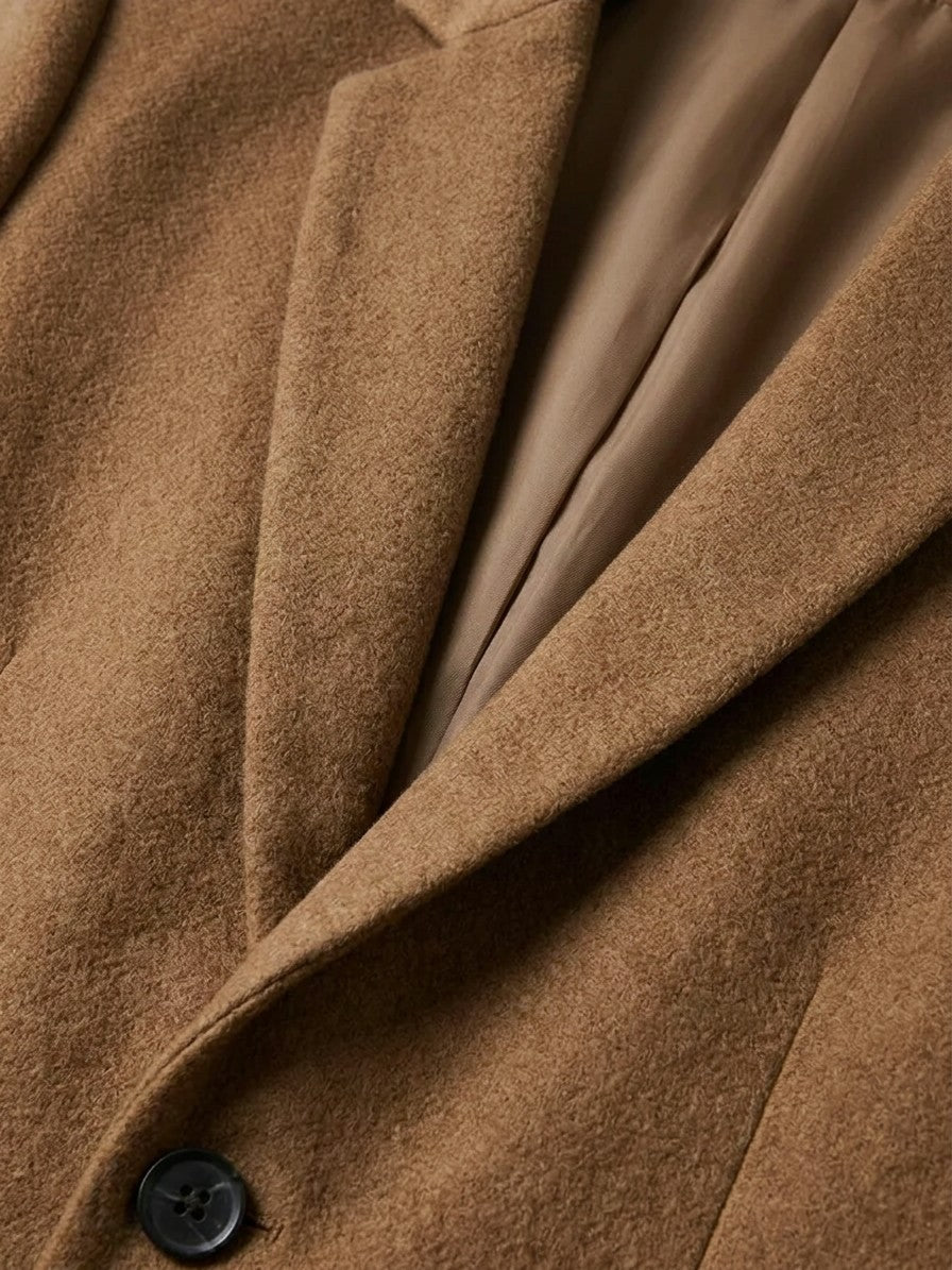 Novara Men's Lapel Collar Blazer — khaki — detail