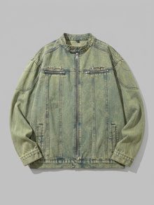 Numana Men's Racer Zip Denim Jacket