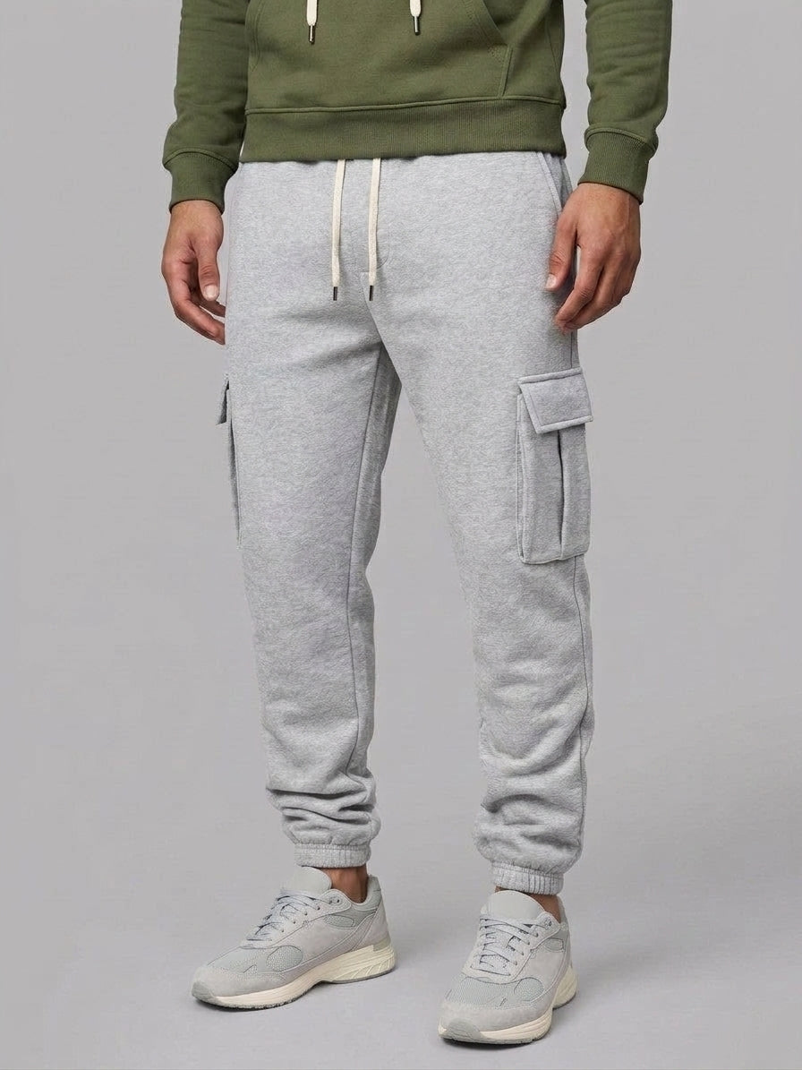 Nuoro Men's Flap-Pocket Hoodie and Cargo Sweatpant Set — armygreen — bottomfront