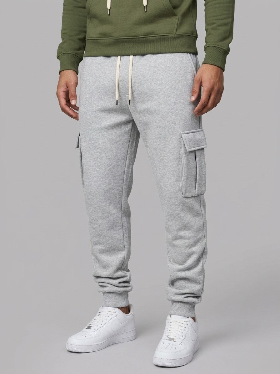 Nuoro Men's Flap-Pocket Hoodie and Cargo Sweatpant Set — armygreen — bottomfront