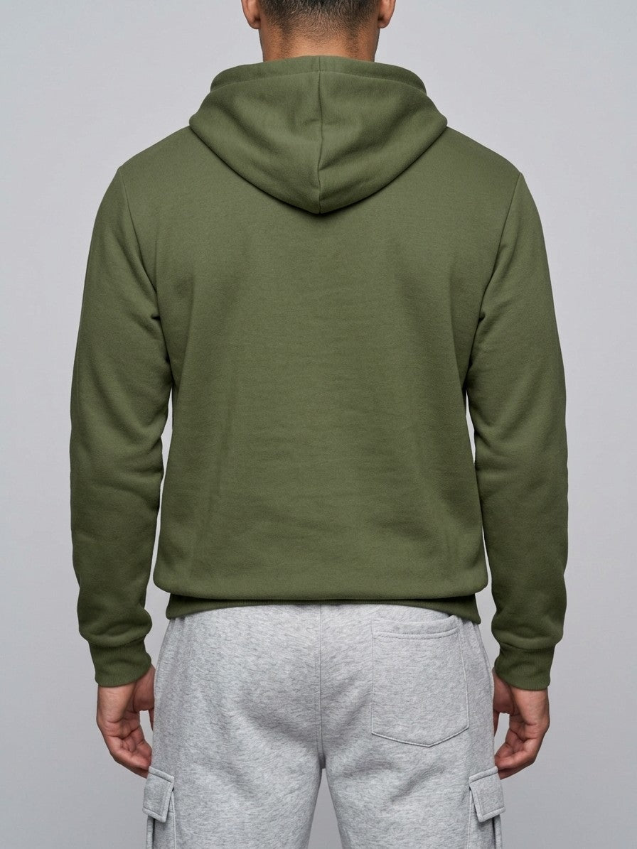 Nuoro Men's Flap-Pocket Hoodie and Cargo Sweatpant Set — armygreen — closeback