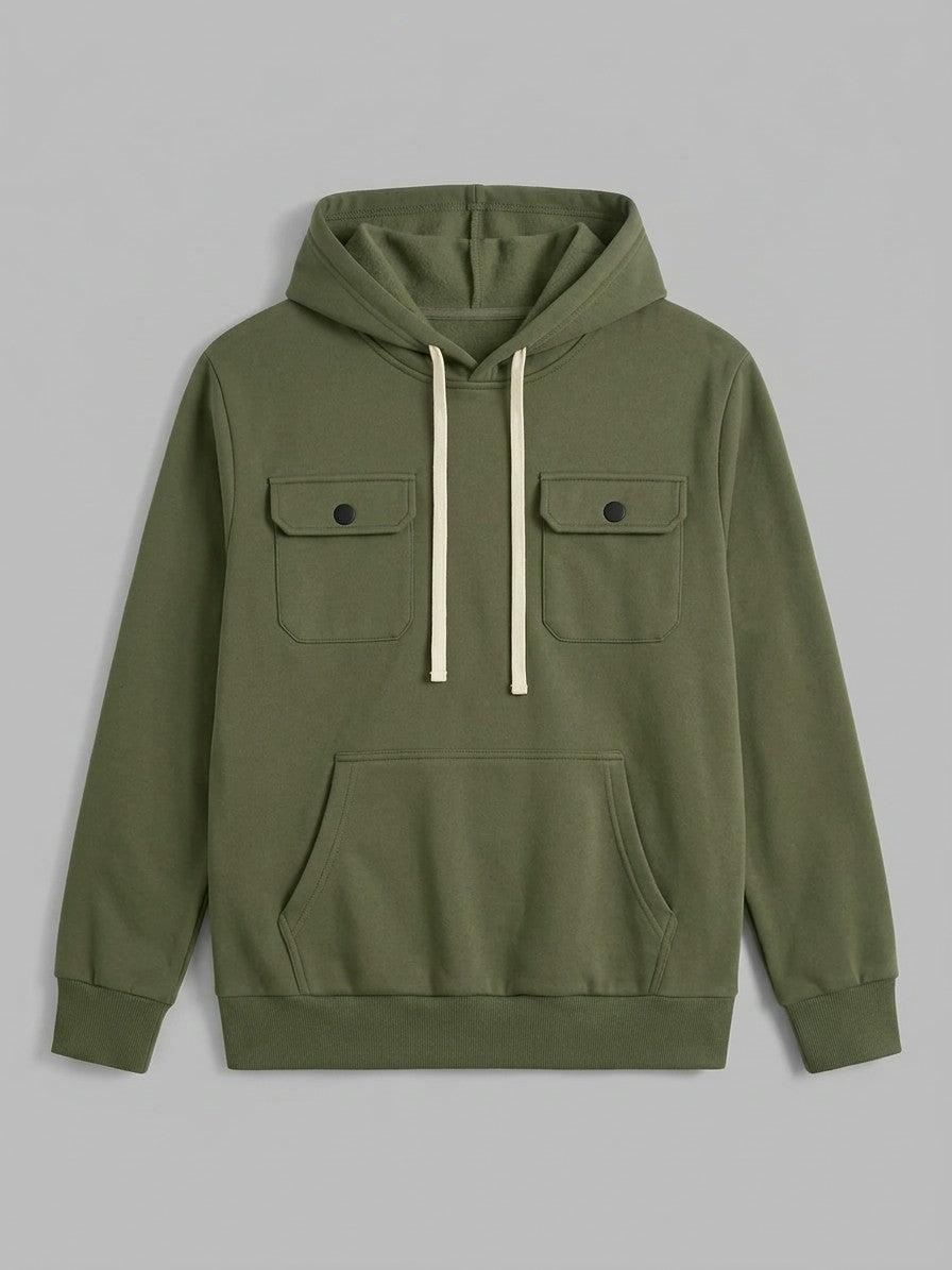 Nuoro Men's Flap-Pocket Hoodie and Cargo Sweatpant Set — armygreentop — packshot