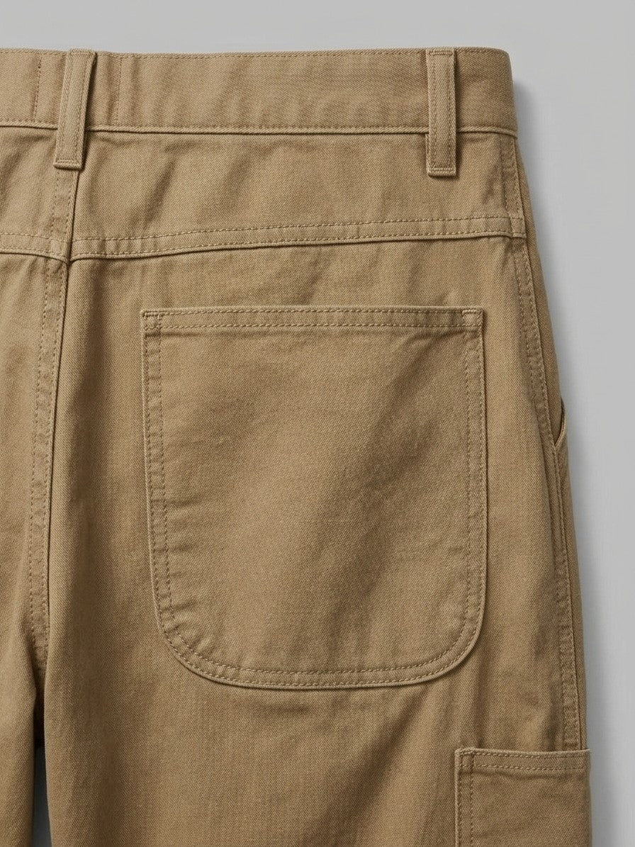 Oderzo Men's Webbing-Belt Utility Pants — khaki — detail-collar