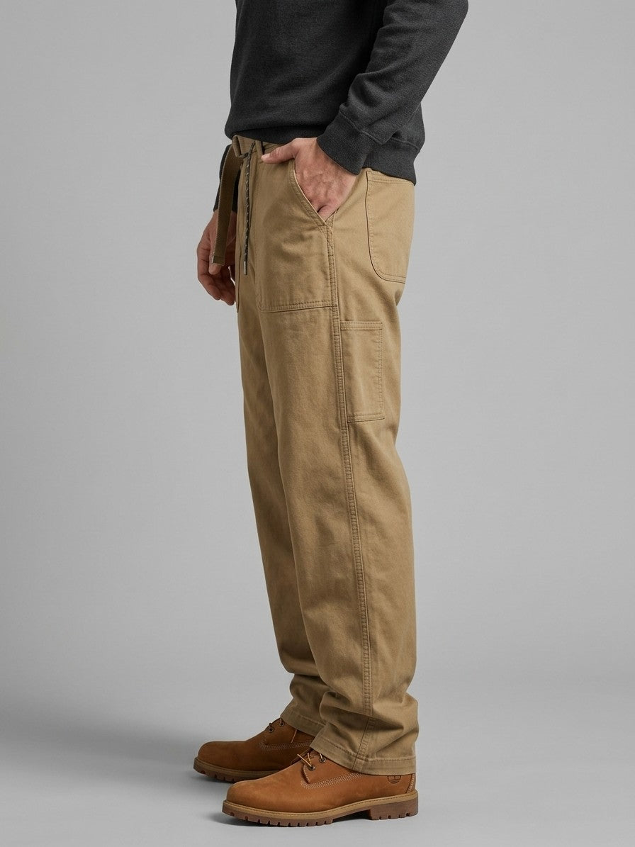 Oderzo Men's Webbing-Belt Utility Pants — khaki — side