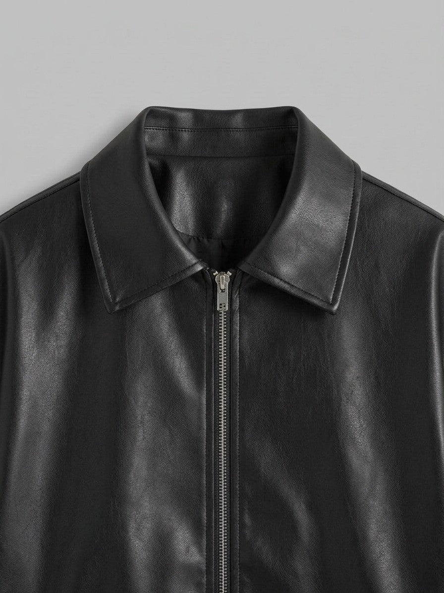 Offida Women's Point Collar Zip Jacket — black — detail
