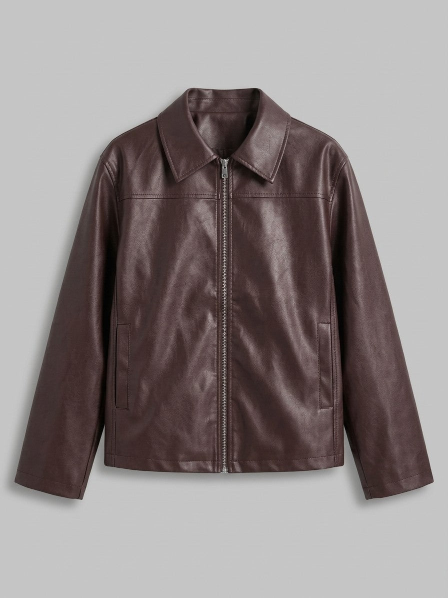 Offida Women's Point Collar Zip Jacket — brown — packshot