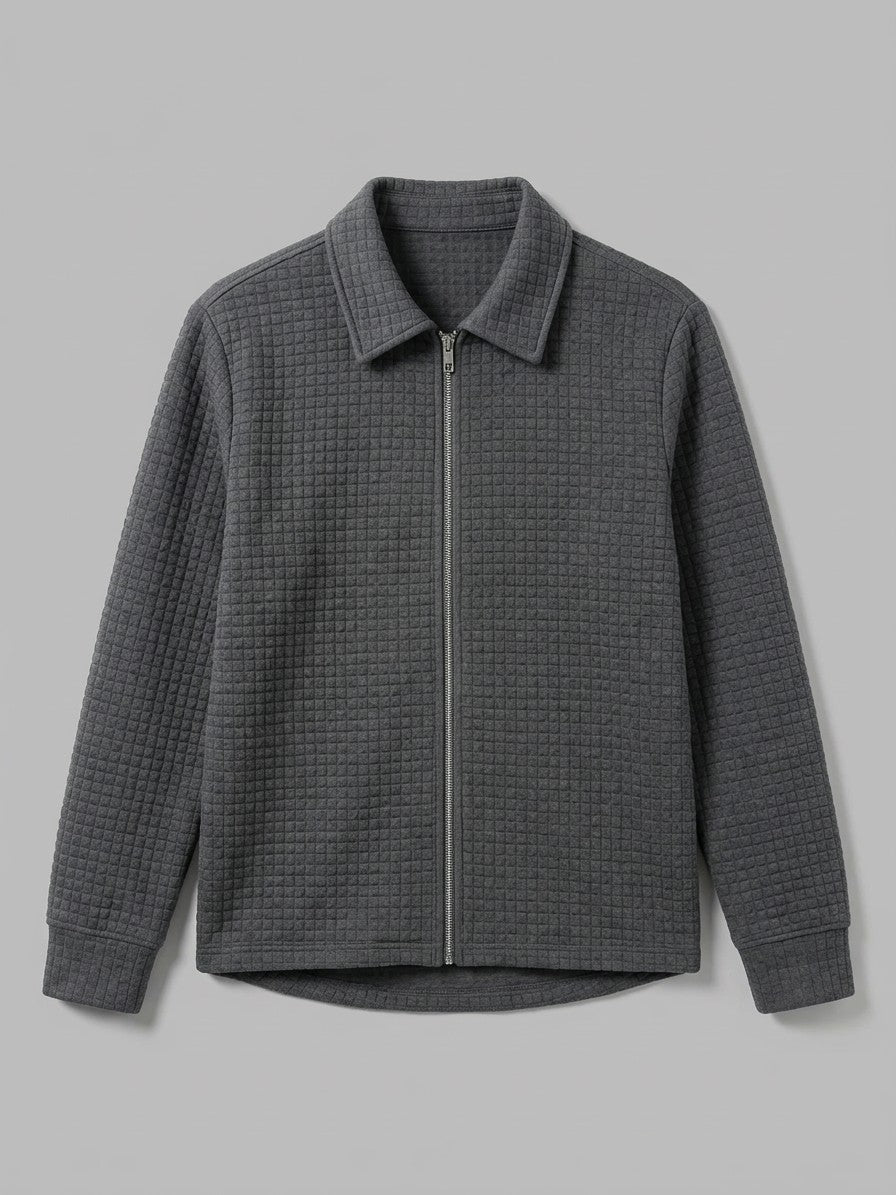 Oggiono Men's Waffle Knit Zip Shirt Jacket — charcoalgrey — packshot