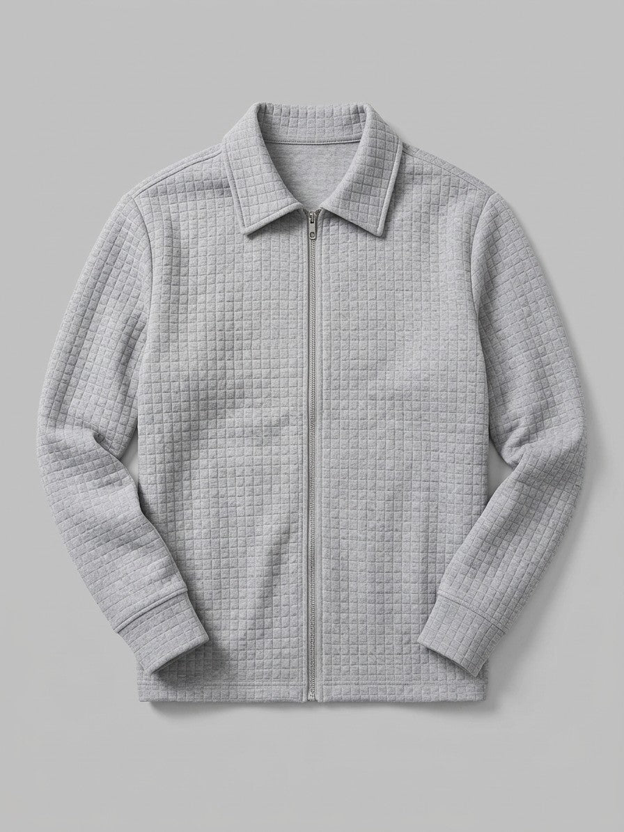 Oggiono Men's Waffle Knit Zip Shirt Jacket — lightgrey — packshot