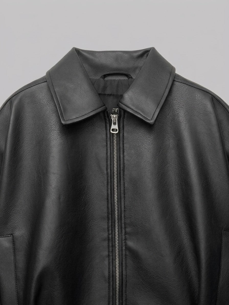 Olbia Women's Oversized Belted Bomber Jacket — black — detail-2