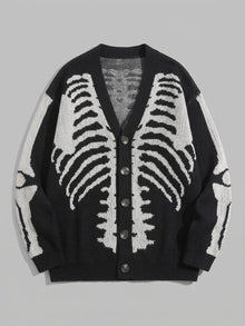 Omegna Men's Skeleton Jacquard Knit Cardigan