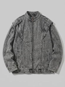 Orbetello Men's Acid-Wash Epaulette Denim Jacket