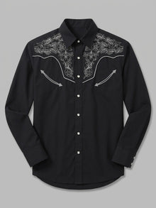 Orosei Men's Scroll Embroidered Western Shirt