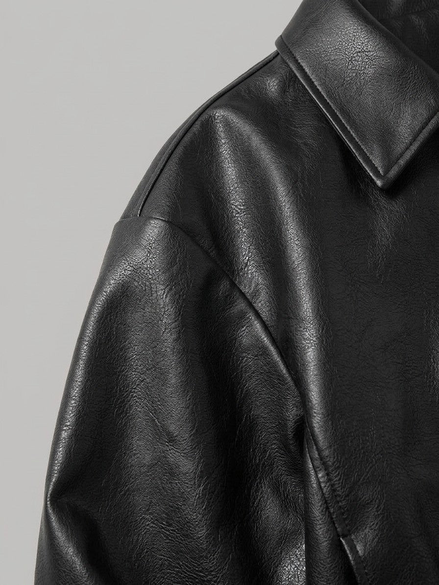 Orta Women's Oversized Cropped Zip Jacket — black — detail-2