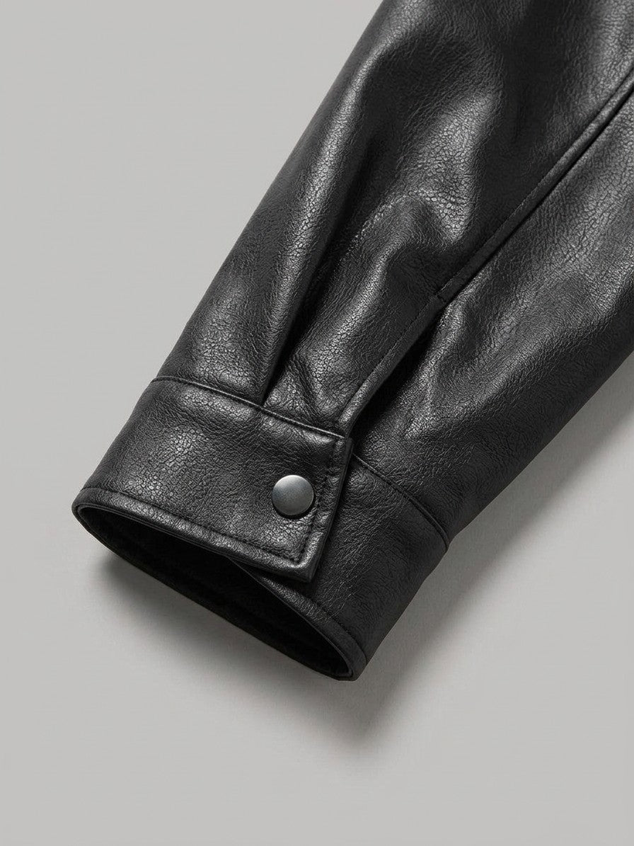 Orta Women's Oversized Cropped Zip Jacket — black — detail-collar